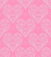 Seamless pattern with white floral heart on pink background. vector