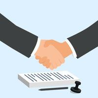 Business agreement handshake with documents on isolate background, design concept vector