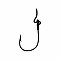 illustration of fishing hook with string on white background. vector