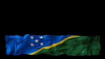 Stylized flag of Solomon Islands waving in wind, isolated on transparent background, with alpha channel. Animated footer. Suitable for patriotic themes or national event promotions. Motion graphic. video