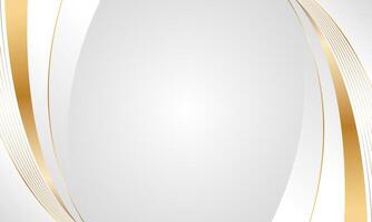 Simple white-gray luxury curve background with gold lines. Abstract modern wallpaper vector