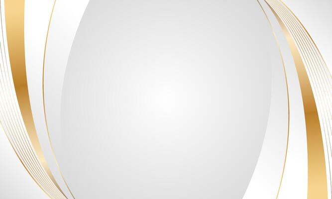 Simple white-gray luxury curve background with gold lines. Abstract modern wallpaper
