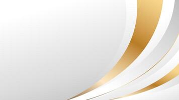 Abstract white-gray luxury curve background with gold lines. Elegant minimalist wallpaper design for banner, templates, presentation, brochure, cover, website, page and more vector
