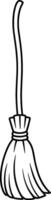 Curved Handle Broomstick Line Art - Simple Black Illustration vector