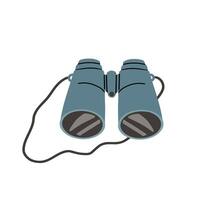 Flat illustration of a hand drawn binoculars object in cartoon style. Isolated on a white background, perfect for travel, camping, wildlife, or adventure themed designs vector
