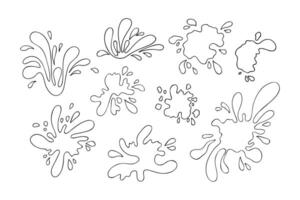 Set of Abstract Line Ink Blots, Illustration vector