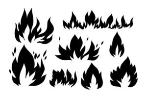 Set of Abstract Black Flame Shapes vector