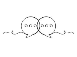 Continuous one line art shape speech bubble isolated flat design. vector