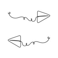 Continuous one line art flying paper plane isolated. vector