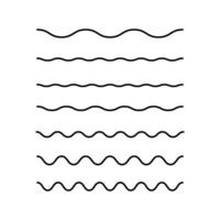 Set of lines wavy shape isolated flat design. vector