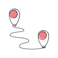 Continuous one line art map pin location. vector