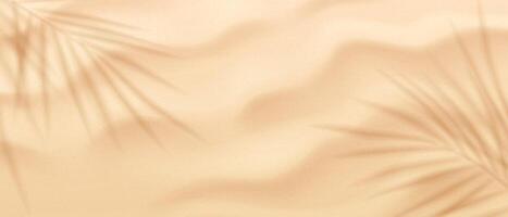 Sandy background, top view. Abstract background with palm leaf shadows. Soft beige tones create a calm and serene atmosphere. Ideal for naturalthemed designs and presentations. vector