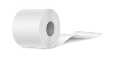 Realistic illustration of a roll of white toilet paper with detailed texture, on a white background. This image is perfect for advertisements or educational materials. vector
