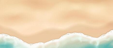 Illustration shows sandy beach with gentle waves in soft beige and blue. This serene coastal image is ideal for summerthemed designs and backgrounds. vector