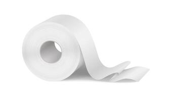 Toilet paper roll illustration, clean white color, hygiene and bathroom. Simple and realistic style. Essential household supply on plain backdrop. vector