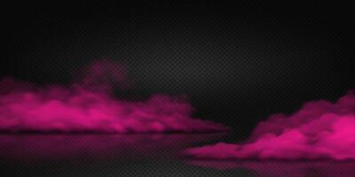 Vivid pink smoke on floor cloud on dark backdrop enhancing abstract visuals. Perfect for design projects with modern and futuristic themes, creating dynamic and colorful effects. vector