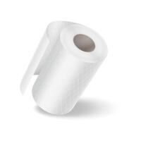 Realistic illustration of a white toilet paper roll. Soft texture with diamond pattern. Perfect for hygiene and bathroom supply themes. Minimalistic white background. vector