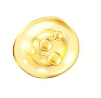 Collagen molecules float inside bubble of serum realistic illustration. Components of modern skincare products 3d object on white vector