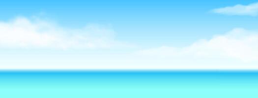 Minimalistic seascape illustration with a clear blue sky. Soft pastel tones create a calm and tranquil background. Ideal for backgrounds and design themes. vector