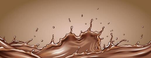 Vivid illustration of a chocolate liquid splash. Captured in motion, it creates an energetic and dynamic visual. Rich brown tones enhance this mesmerizing image. vector