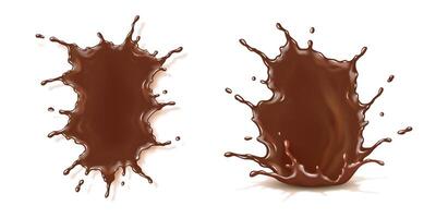 Realistic illustration of brown liquid splashes on clean white background. Dynamic and flowing design suitable for beverage advertisements and creative presentations. vector