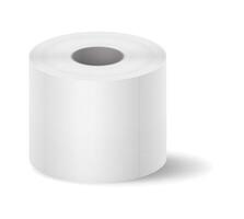 Realistic illustration of a white toilet paper roll. Simple and clean design. Perfectly depicted with soft shadows. Useful for hygiene and household themes. vector