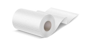 Realistic illustration of a toilet paper roll. Crisp white color with a subtle pattern. Ideal for bathroom design or hygiene product advertisements. vector