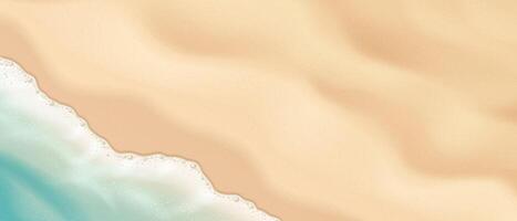 Illustration of a tranquil beach scene. Gentle waves lap sandy shores. Beige and turquoise hues create a serene atmosphere. Perfect for summer themes or relaxation. vector