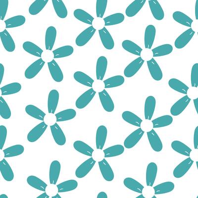 Seamless pattern cartoon flowers blue and leaves. cute botanical wallpaper and pattern for gift wrap paper
