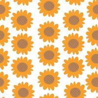 Seamless pattern cartoon sun flowers and leaves. cute botanical wallpaper and pattern for gift wrap paper vector
