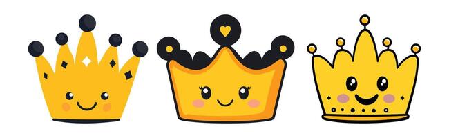 Cute Cartoon Crowns Pixel Art Royal Clipart for Kids Websites and Design Projects vector