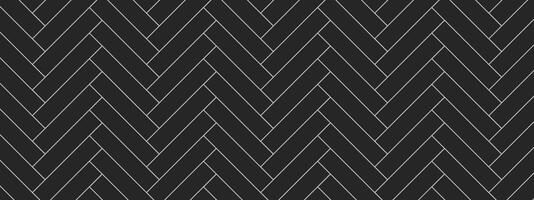 Black herringbone floor with visible white tile lines. Seamless pattern shows repeating texture in modern layout. Geometric surface design for various uses. illustration. vector