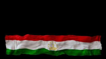 Stylized flag of Tajikistan waving in the wind, isolated on transparent background, with alpha channel. Animated footer. Suitable for patriotic themes or national event promotions. Motion graphic. video