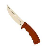 Kitchen knife with a sharp steel blade and ergonomic wooden handle, suitable for food preparation, camping, and survival use. Combines utility and simplicity. Stock Illustration. vector