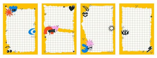 Set of planners and to do list with retro illustrations. Template for agenda, schedule, planners, checklists, notebooks, cards and other stationery. stock illustration vector