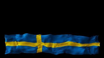 Stylized flag of Sweden waving in the wind, isolated on transparent background, with alpha channel. Animated footer. Suitable for patriotic themes or national event promotions. Motion graphic. video