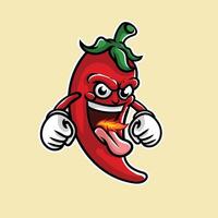 A cartoon chili pepper character with his tongue out vector