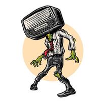 zombie with radio head illustration vector