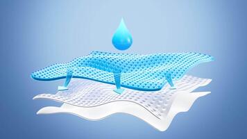 Multiple layers of wave-shaped design for the mattress background, Suite for the presentation of diaper, wet wipes, sanitary pads, mattresse. 3d rendering. video