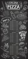 Chalkboard hand-drawn menu, pizza menu combining classic and modern design. vector