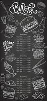 The chalkboard-like background creates a nostalgic effect while emphasizing the menu items. vector