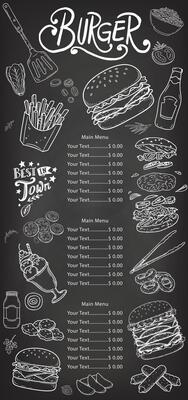 The chalkboard-like background creates a nostalgic effect while emphasizing the menu items.