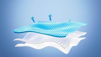 Multiple layers of wave-shaped design for the mattress background, Suite for the presentation of diaper, wet wipes, sanitary pads and so on. 3d rendering. video