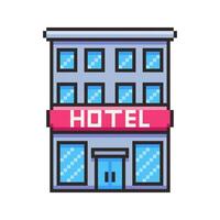 Pixel art Hotel Building game asset design vector