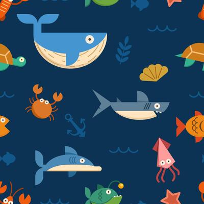 Under Sea Life Seamless Pattern