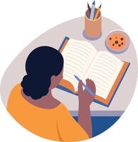Flat style illustration showing a character reading a handbook vector