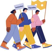 A flat style illustration showing an inclusion parade vector