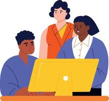 Flat style illustration showing a diverse team of coworkers vector