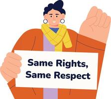 A flat style illustration showing a person demanding equal rights vector