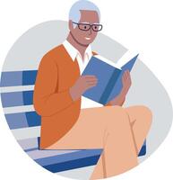 Flat style illustration showing a character doing park reading vector